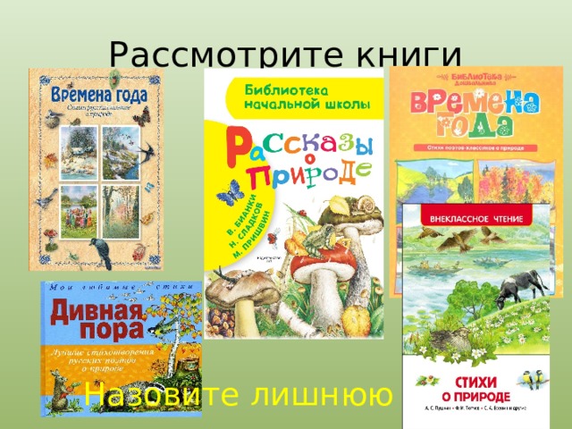 Рассмотрите книги Назовите лишнюю 