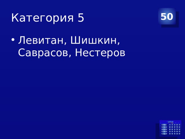 Категория 5 50 Левитан, Шишкин, Саврасов, Нестеров 