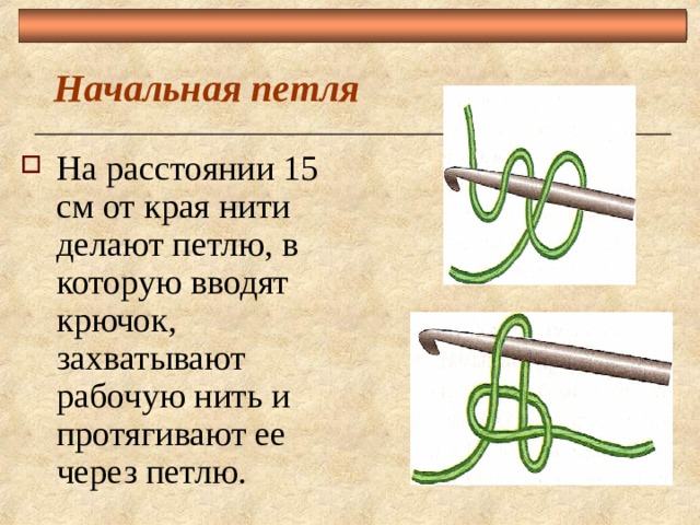 Конспект занятия "Приемы вязания крючком"