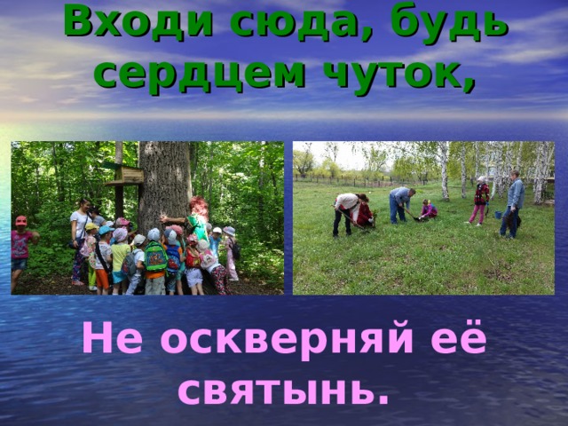 Входи сюда, будь сердцем чуток, Не оскверняй её святынь. 