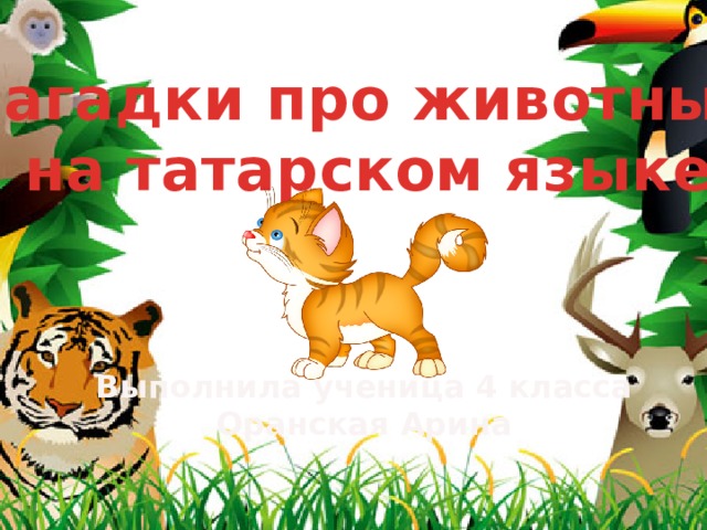 Загадки про животных  на татарском языке Выполнила ученица 4 класса  Оранская Арина 