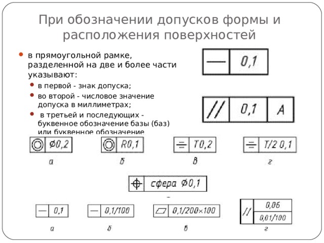 Отклонение и допуски формы расположения