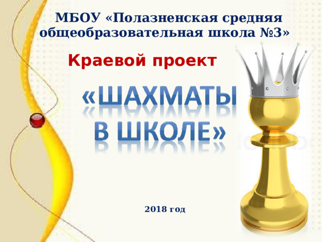 МБОУ «Полазненская средняя общеобразовательная школа №3» Краевой проект      2018 год 