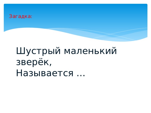 Загадка: Шустрый маленький зверёк, Называется … 