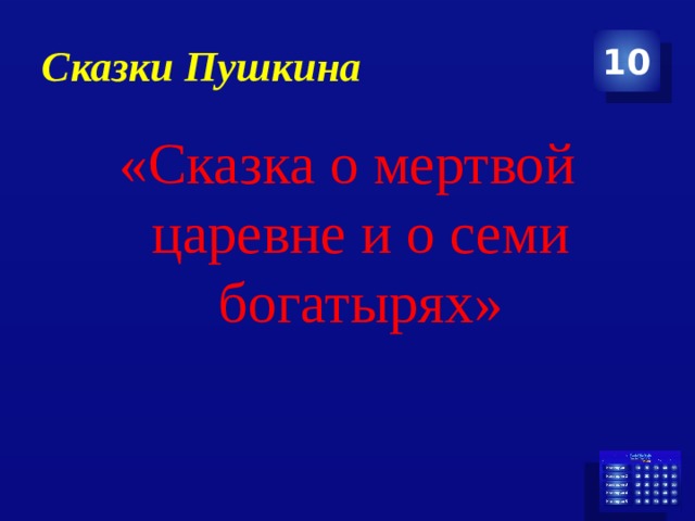 Сказки Пушкина 10 «Сказка о мертвой царевне и о семи богатырях» 