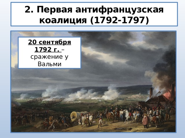 2. Первая антифранцузская коалиция (1792-1797) 20 сентября 1792 г. – сражение у Вальми 
