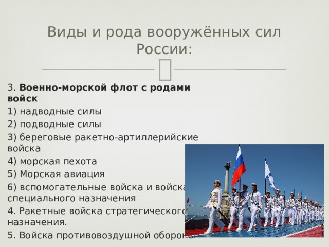 Виды вооруженных сил и рода войск презентация