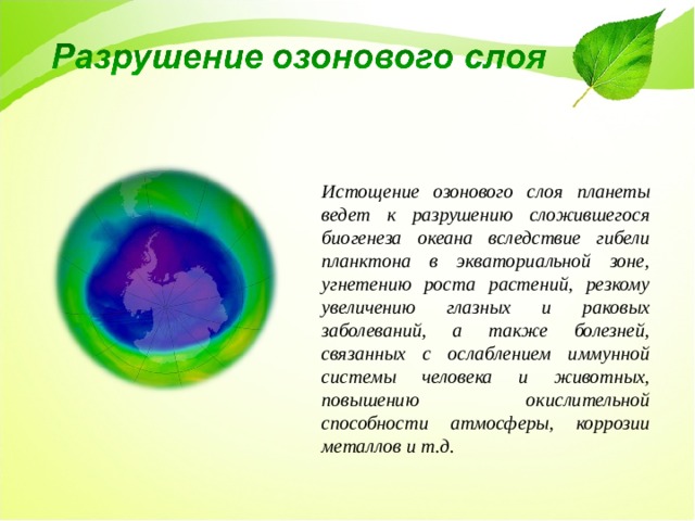 Презентация на тему разрушение озонового слоя по экологии