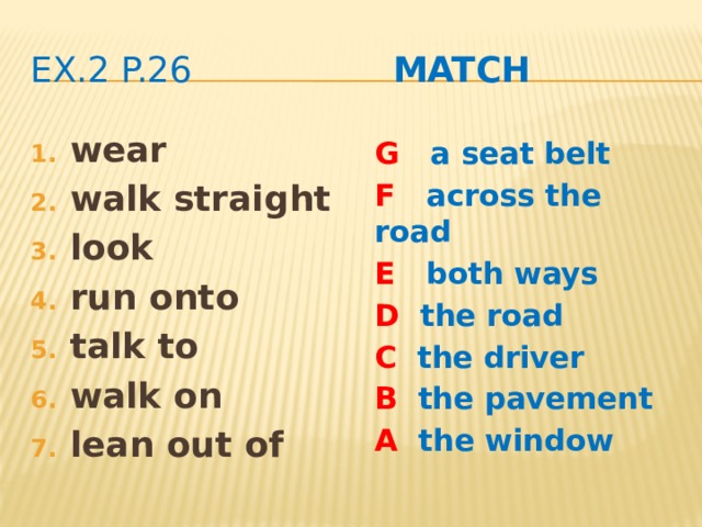 Три формы walk. Walk across the Road. Run onto the Road. Walk bt60to 6x60. Lean out.