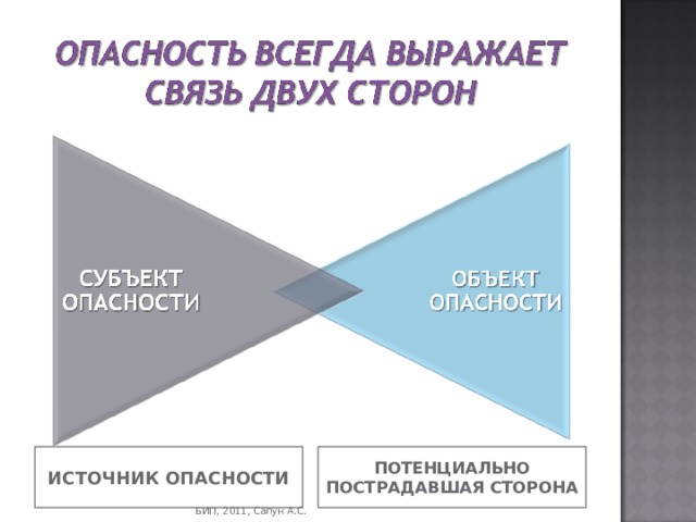 ИСТОЧНИК ОПАСНОСТИ ПОТЕНЦИАЛЬНО ПОСТРАДАВШАЯ СТОРОНА БИП, 2011, Сапун А.С. 