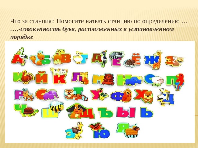 Что за станция? Помогите назвать станцию по определению … ….-совокупность букв, распложенных в установленном порядке 