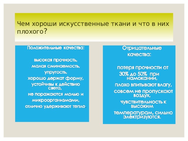 Чем хороши искусственные ткани и что в них плохого ? 