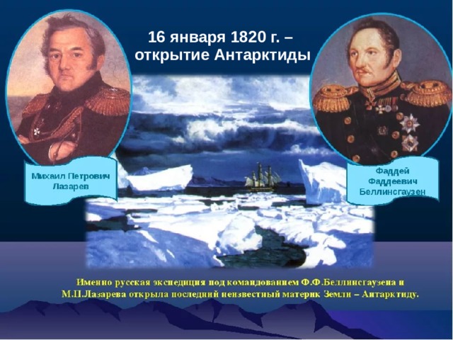 16 января 1820 г. – открытие Антарктиды 