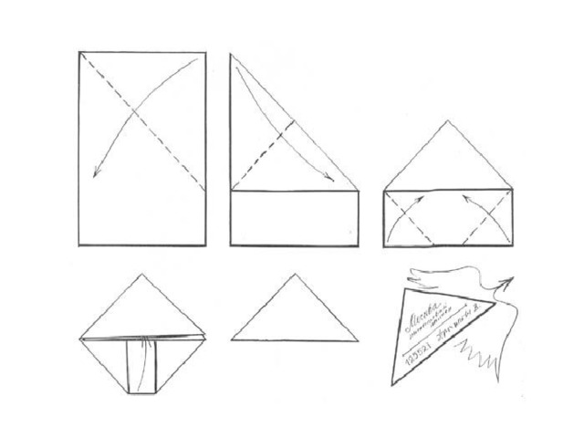 Как складывать письмо треугольником на фронт схема