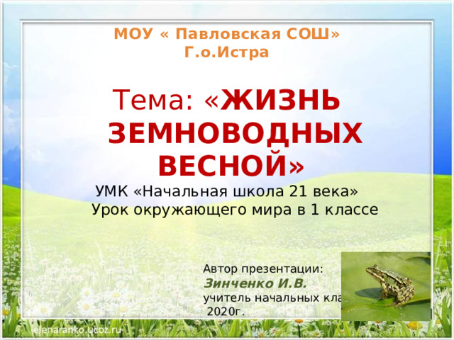 Жизнь земноводных весной 1 класс 21 век конспект урока с презентацией