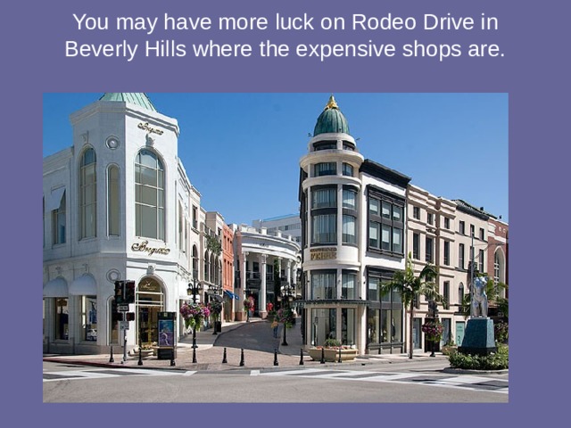 You may have more luck on Rodeo Drive in Beverly Hills where the expensive shops are.   