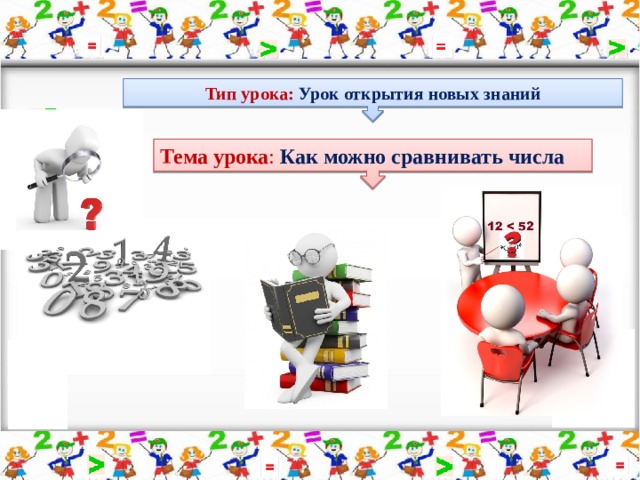     -     Тип урока: Урок открытия новых знаний Тема урока : Как можно сравнивать числа ( 