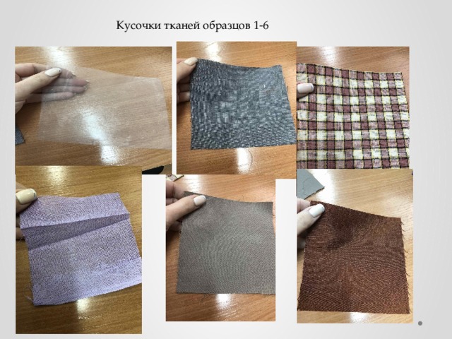 Кусочки тканей образцов 1-6 