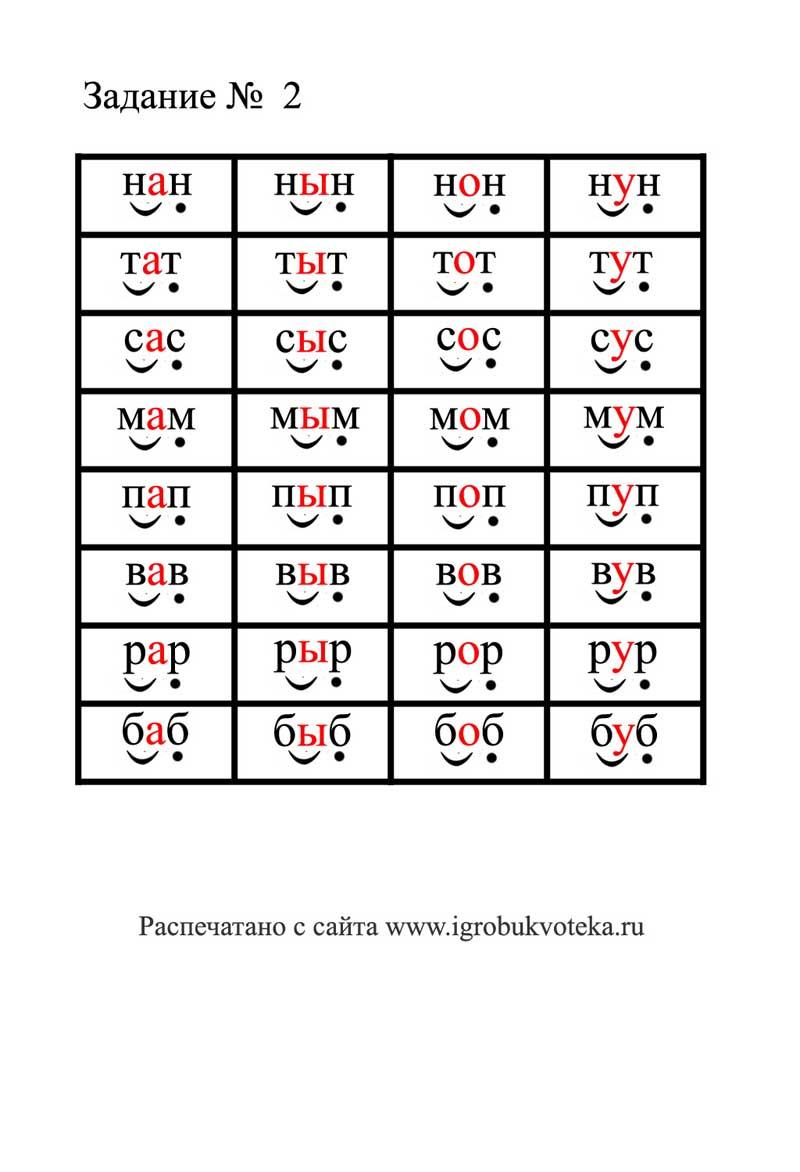 Слоговые таблицы - Начальные классы - Тесты - 1 класс