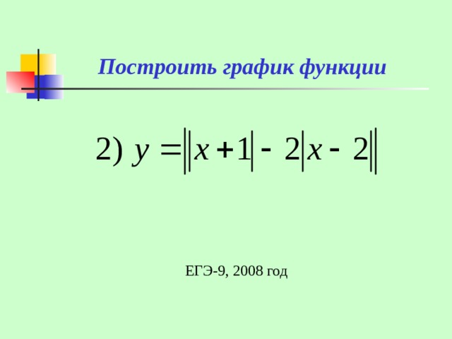 Построить график функции ЕГЭ-9 , 2008 год