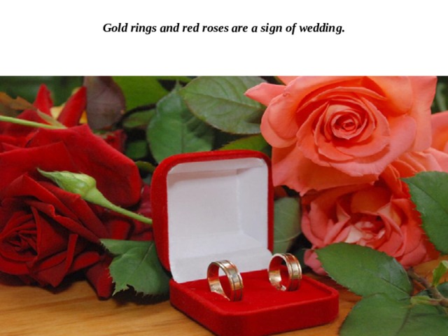 Gold rings and red roses are a sign of wedding.   