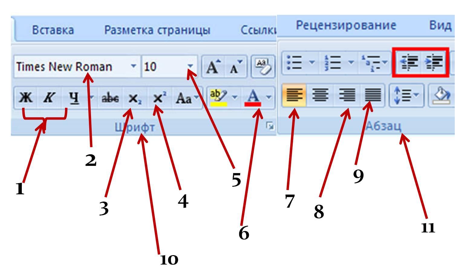 Названия кнопок форматирования с картинками на кнопках