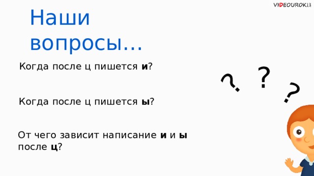 ? ? Наши вопросы… Когда после ц пишется и ? ? Когда после ц пишется ы ? От чего зависит написание и и ы после ц ?  