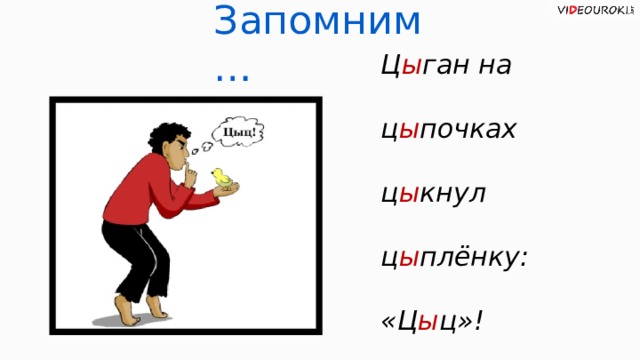Запомним… Ц ы ган на ц ы почках ц ы кнул ц ы плёнку: «Ц ы ц»!  