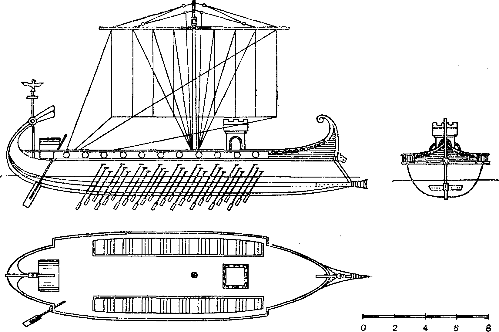 Греческая бирема чертежи