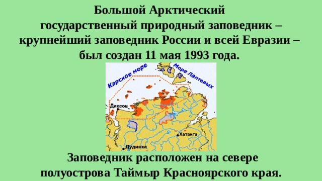 Арктический заповедник расположен