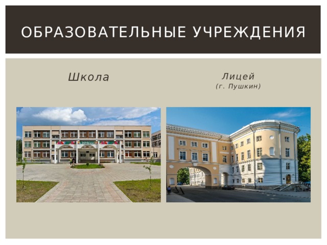 Образовательные учреждения Школа Лицей (г. Пушкин) 