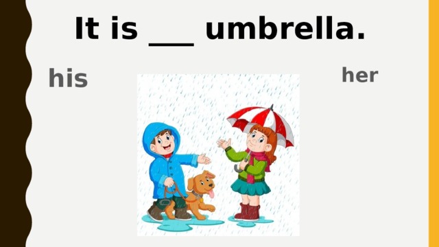 It is ___ umbrella. her his 