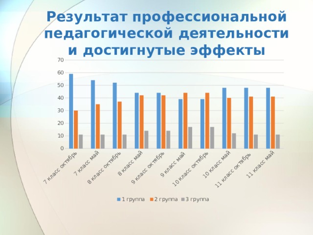 Результат профессиональной педагогической деятельности и достигнутые эффекты 
