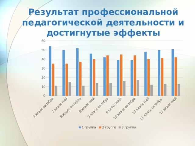 Результат профессиональной педагогической деятельности и достигнутые эффекты 