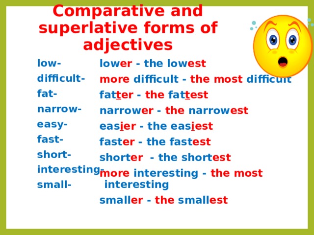 Adjective fat comparative superlative