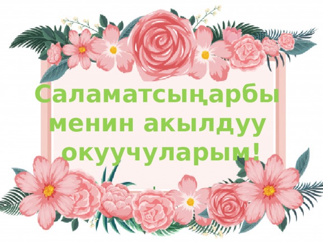 Саламатсыңарбы менин акылдуу окуучуларым! 