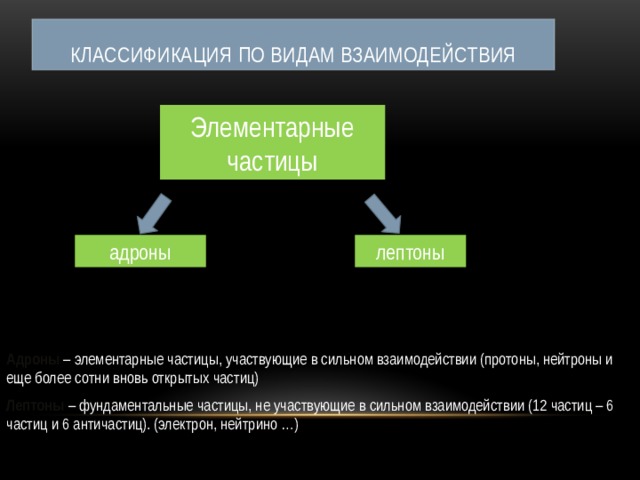 адроны фундаментальные частицы участвующие в взаимодействии