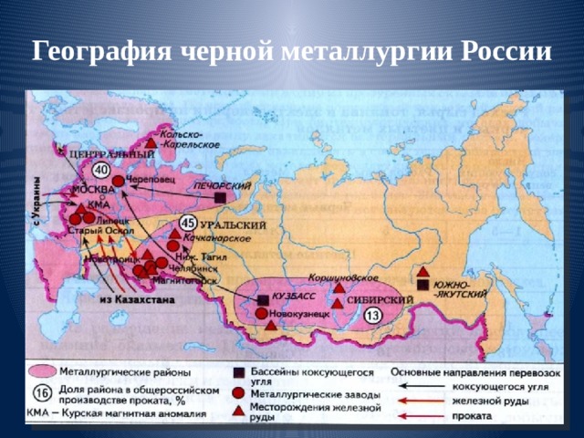 География черной металлургии России 