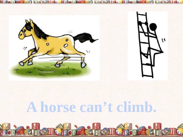 A horse can’t climb. 