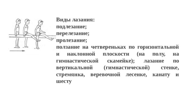 Ползание на четвереньках по гимнастической скамейке