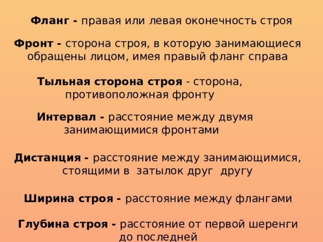 глубина строя это расстояние между