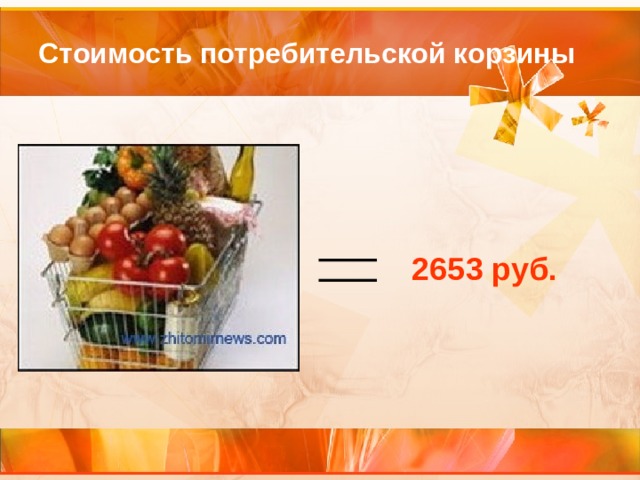 Стоимость потребительской корзины 2653 руб. 