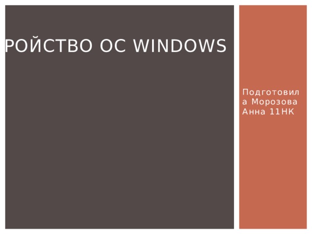 Устройство ос windows Подготовила Морозова Анна 11НК 