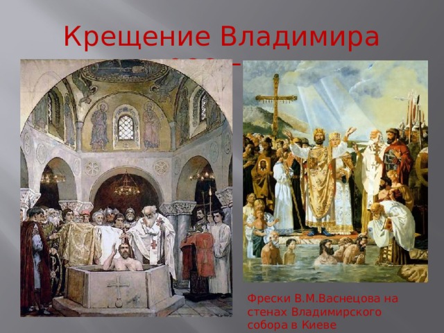 Крещение Владимира 988 год Фрески В.М.Васнецова на стенах Владимирского собора в Киеве 