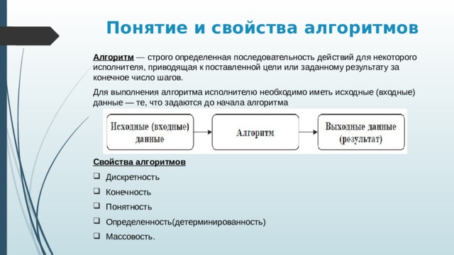 Четко определенный. Понятие и свойства алгоритма. Разработка алгоритма картинка. Автоматическое исполнение алгоритма. Конспект понятие алгоритма исполнитель алгоритма.