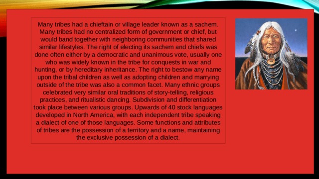 Presentation. 6th grade. Native Americans