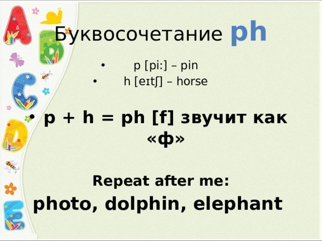 Буквосочетания в английском языке презентация