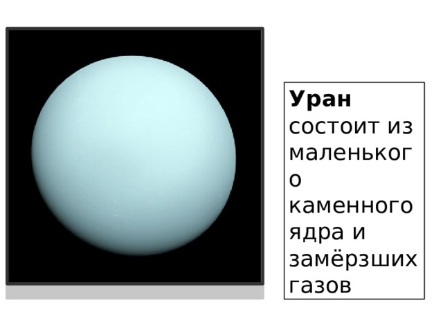 Уран состоит из маленького каменного ядра и замёрзших газов 