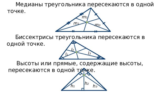 Три отрезка пересекаются в одной точке найди рисунок на котором изображены биссектрисы треугольника