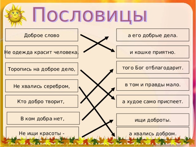 Не красит человека а добрые дела пословица